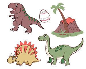Cartoon dinosaurs in a prehistoric landscape © Jani