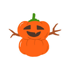 Funny Pumpkin Snowman with Stick Arms Halloween Character