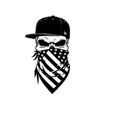 skull with a flag bandana