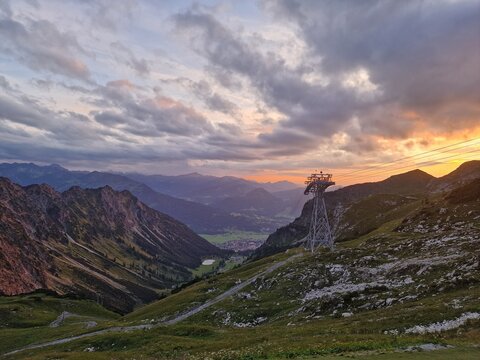 scenic sunset in the mountains