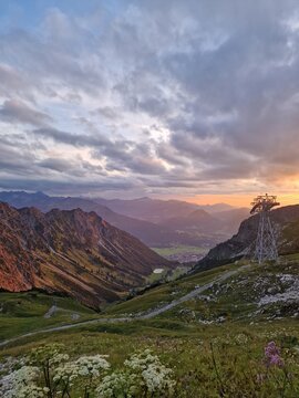 scenic sunset in the mountains