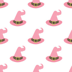 halloween witch hat seamless pattern