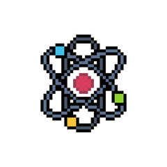 Fototapeta premium universe atom icon pixel art