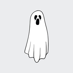 Flying Ghost Illustration. Funny Ghost icons. Cute ghost characters. Design elements for logo, badges, banners, labels, posters.