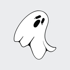 Flying Ghost Illustration. Funny Ghost icons. Cute ghost characters. Design elements for logo, badges, banners, labels, posters.