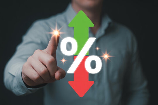 Interest rates percentage increase decrease concept financial market investment strategy banking economy