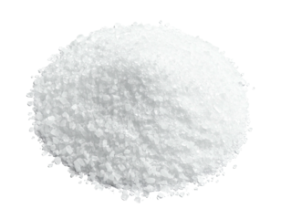 A pile of coarse, crystalline white substance, isolated on a black background