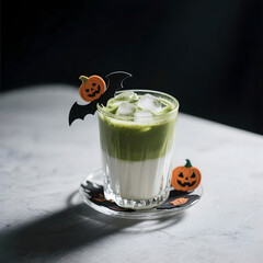 Matcha Latte in a Halloween theme