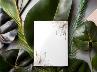 Gray Floral Mockup Leaf and Botanical Accents