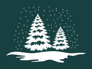 christmas tree with snow vector illustration