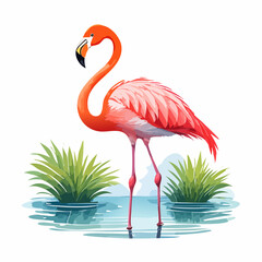 Fototapeta premium Flamingo auf Seeufer