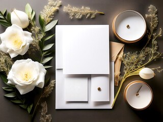 Elegant Wedding Card & Stationery Mockup Collection Flat Lay