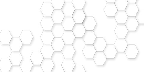 Naklejka premium Hexagonal pattern white isolate background, with slight shadows and a clean modern aesthetic on transparent, abstract white hexagonal Pattern texture.