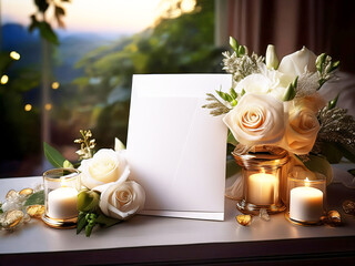 Luxury Wedding Stationery Mockup Bundle: Gold, Florals & Candles