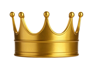 Shiny, golden, rendered royal crown with detailed design on black background