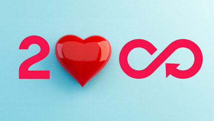 Heart and infinity icon. Lifelong healthy living concept