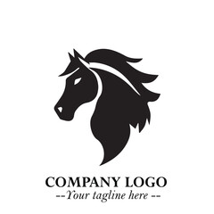 Stylish Head of Horse Logo Symbol in Black on White Background with Elegant Minimal Design