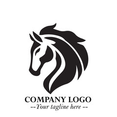 Stylish Head of Horse Logo Symbol in Black on White Background with Elegant Minimal Design
