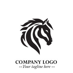 Stylish Head of Horse Logo Symbol in Black on White Background with Elegant Minimal Design