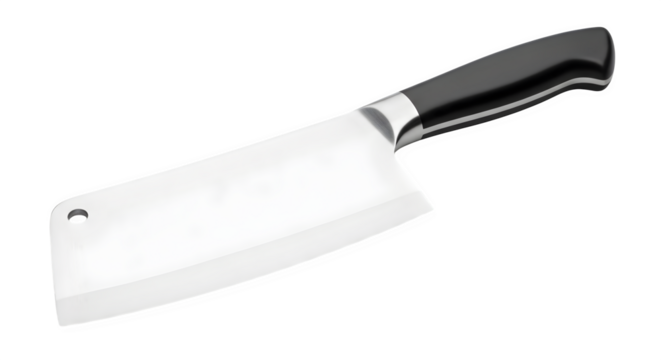Cleaver knife isolated on transparent background, a robust and versatile tool for chopping, slicing, and dicing ingredients in the kitchen