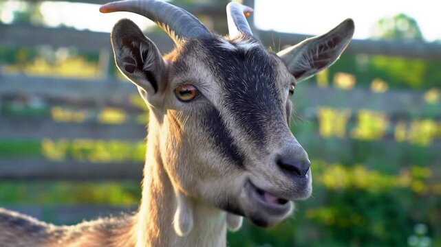 Goat portrait front view close up