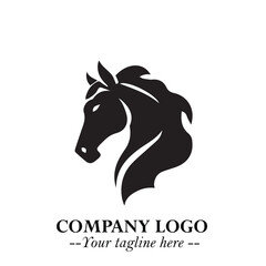 Stylish Head of Horse Logo Symbol in Black on White Background with Elegant Minimal Design