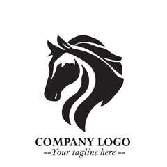 Stylish Head of Horse Logo Symbol in Black on White Background with Elegant Minimal Design