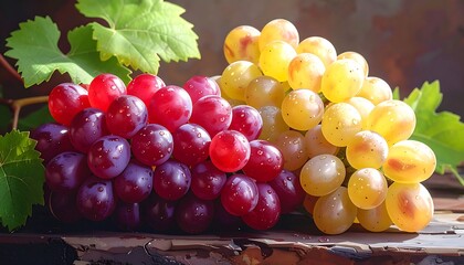 A still life showcasing a cluster of juicy grapes in varying shades