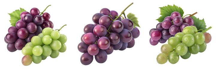 Fototapeta premium Set of grapes 3d fruit isolated on a transparent background