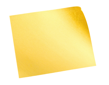 Isolated, golden-hued square paper with a bent corner, set against stark, dark background - Powered by Adobe