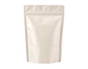 A neutral-toned pouch with a zipper closure, ideal for packaging products