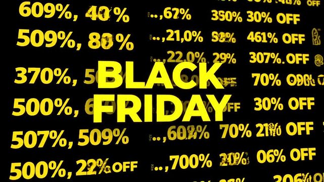 Massive sale discounts flashing dynamically, huge percentage off deals for holiday shopping events and limited time offers, vibrant yellow