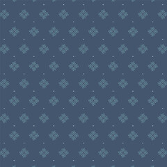 Seamless Winter Snowflake Pattern with Light Blue Motifs on Dark Blue Background – Festive Repeating Design