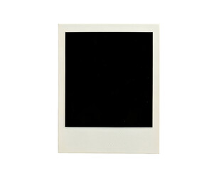Isolated empty photo frame with a black center, white borders, and a shadow effect