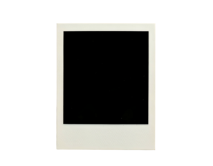 Isolated empty photo frame with a black center, white borders, and a shadow effect