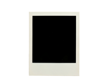 Isolated empty photo frame with a black center, white borders, and a shadow effect