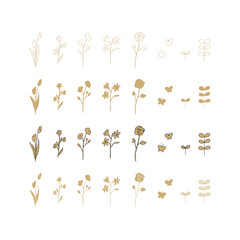 シンプルな花と葉っぱのかわいい植物のイラスト