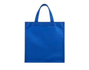 Royal blue rectangular tote bag with a simple handle. Front view centered, on black backdrop
