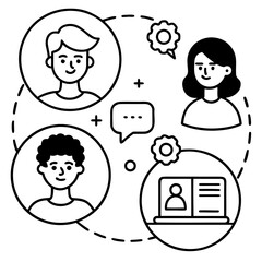 Vector silhouette illustration of a couple in profile with a heart icon symbolizing love and romance