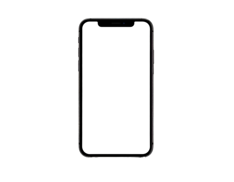 Sleek, dark grey smartphone with a full-screen display isolated against a solid black background