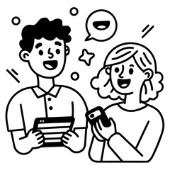 Vector silhouette illustration of a couple in profile with a heart icon symbolizing love and romance