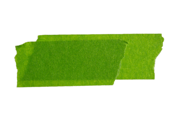 Green adhesive torn paper tape isolated on transparent background