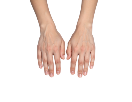 A pair of outstretched hands against a black background, palms facing upwards