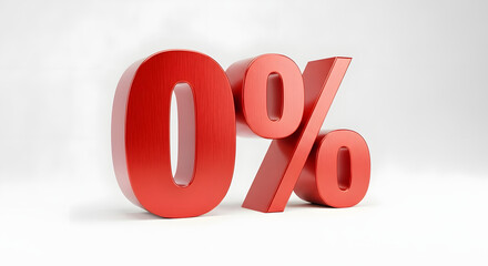 A red zero percent symbol displayed against a plain white background