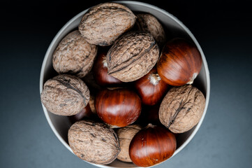 Still life of chestnuts and walnuts 2