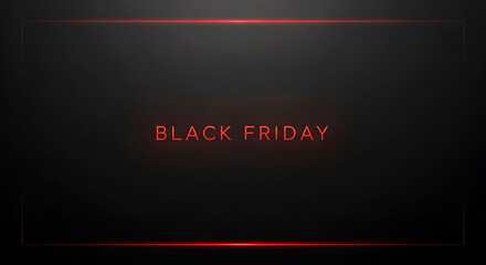 Black friday sale event with glowing red text on dark background
