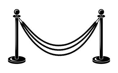 Elegant rope barrier with stands for exclusive events vector illustration security and crowd control icon