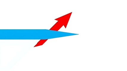 A sharp red arrow deflecting a blue arrow on a neutral background.