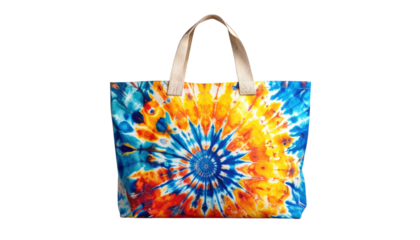 Boho Tie-Dye Canvas Bag PNG Cutout