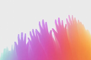 Colorful hands rise in vibrant hues, creating sense of unity and celebration